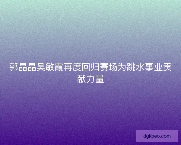 郭晶晶吴敏霞再度回归赛场为跳水事业贡献力量