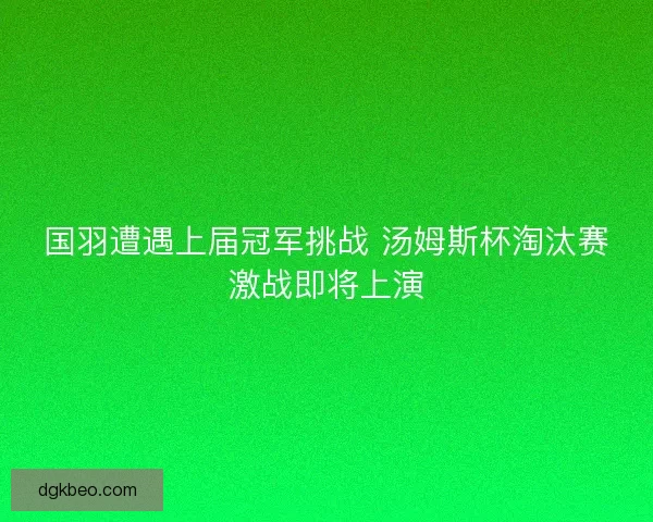 国羽遭遇上届冠军挑战 汤姆斯杯淘汰赛激战即将上演